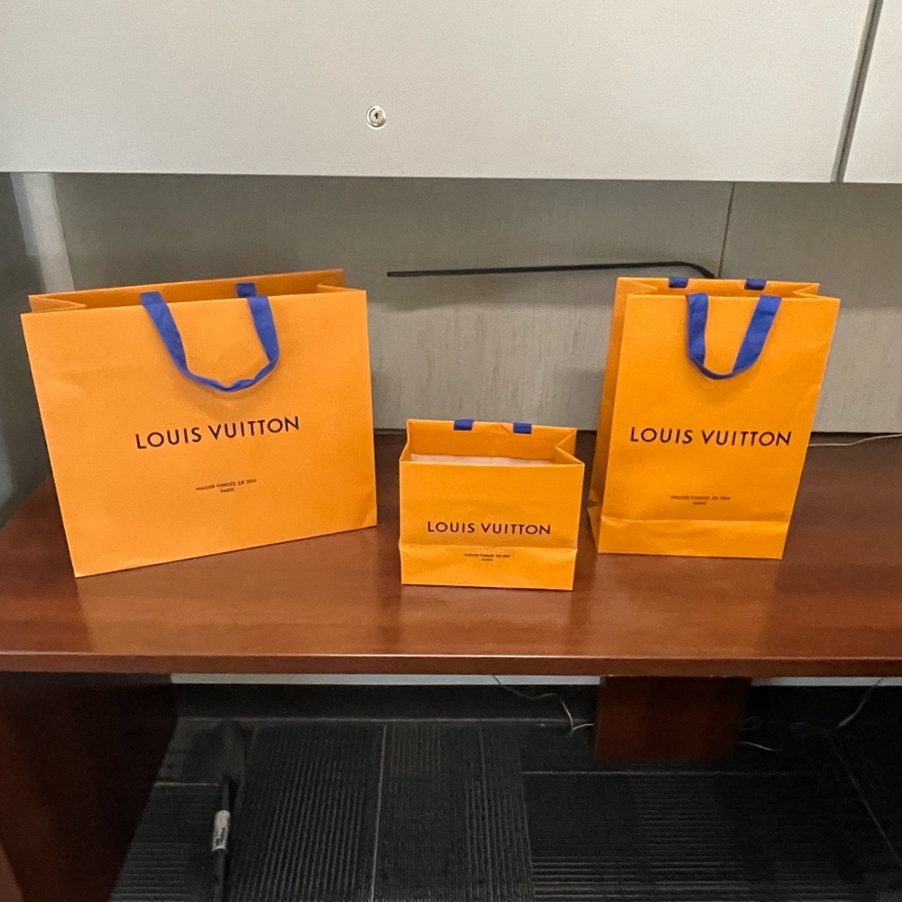 Louis Vuitton Orange Shopping Bags Set